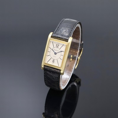 Jaeger-LeCoultre Duoplan seltene Damenarmbanduhr in GG 750/000, Schweiz/Frankreich um 1940, 2-teil. rechteck. Geh., rückseit. Aufzug und Zeigerst., ...
