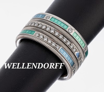 18 kt Gold WELLENDORFF Brillant-Email-Ring, WG/GG 750/000, Modell "Vorfreude", limitierte Edition, 1/126, Brillanten zus. ca. 0.722 ct ...