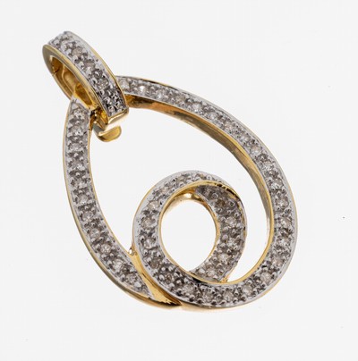 14 kt Gold Diamant Clip Anhänger, GG/WG 585/000, in WG gefasste 49 8/8-Diamanten zus. ca. 0.20 ct Weiß/p1, ca. 5.4 g