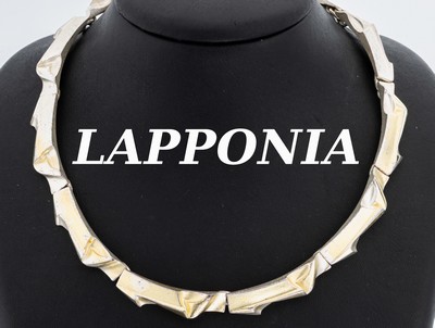 LAPPONIA Collier, Finnland, 1998, 925er Silber, typ. abstraktes Design, D. ca. 13 cm, Kastenschloss mit Sicherheitsacht, ca. 71.2 g