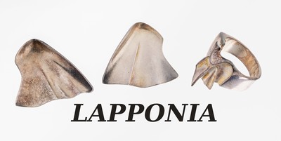 LAPPONIA Konvolut, 925er Silber, typ. abstraktes Design, best. aus: 1 Ring, 1999, RW55, und 1 Paar Ohrstecker, 1990, ca. 23.7 g