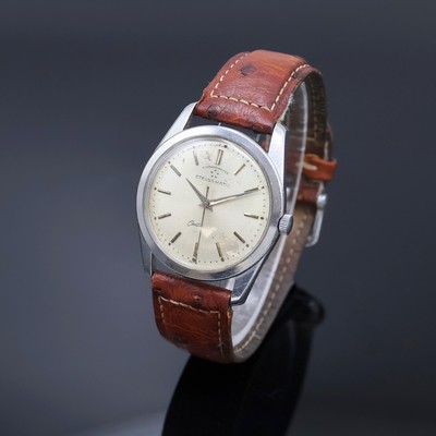 ETERNA-MATIC Centenaire Chronometer Armbanduhr in Stahl, Schweiz um 1965, Automatik, Boden verschr., silb. Zifferbl. pat./fleck., aufges. Std.-Ind., ...