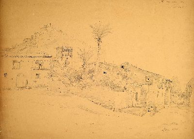 Eduard Agricola, 1800 Stuttgart-1872 München , "Taormina auf Sizilien" so bezeichnet, signiert und datiert 1841, Graphitzeichnung auf ...
