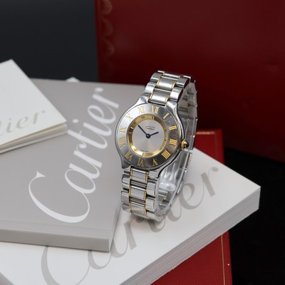 CARTIER Damenarmbanduhr Linie 21 Referenz 1330, quarz, Edelstahl/Gold kombiniert inkl. orig. Gliederband m. dopp. Faltschl., Boden 6 -fach verschr., ...
