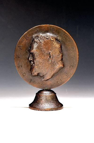 Medaille für Verdienste um das Deutsche Museum München, Bronze, AV Profilporträt Oskar von Miller 1855-1955, sign. Bleeker= Bernhard Bleeker ...