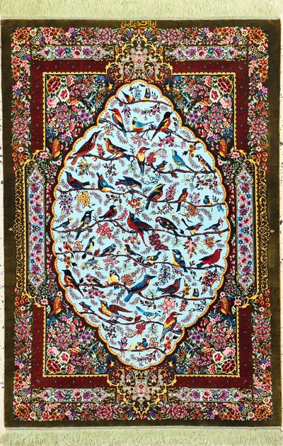 Ghom Seide fein Persien, signiert"Abbasi", ca. 20 Jahre, reine Naturseide, ca. 120 x 80 cm, ca. 1,0 Mio. Kn/qm, EHZ: 1(nahezu neuwertig)
