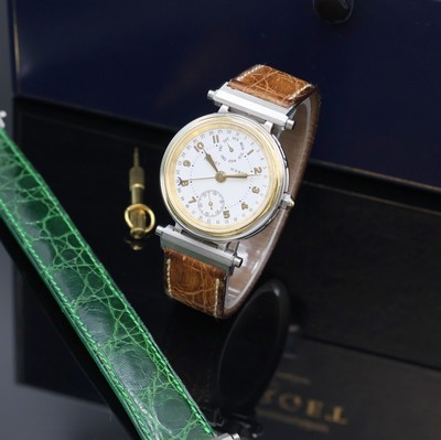 FORGET Classic D Chronometer Herrenarmbanduhr Nr. D 246 mit Tag und Datum, Schweiz um 1991, Automatik, aufw., beids. vergl. Gehäuse in Edelstahl u. ...