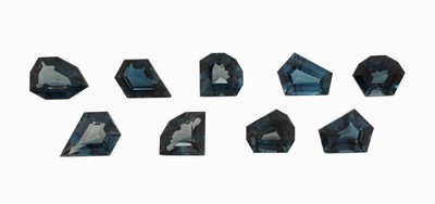 Lot 9 lose Londonblue-Topase, zus. ca. 34.22 ct, fancy Schliff in versch. Größen und Formen