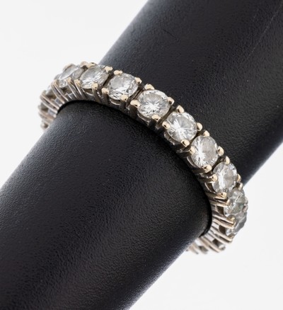 14 kt Gold Brillant-Memoryring, WG 585/000,Brillanten zus. ca. 1.70 ct Weiß/vs-si, RW 53,ca. 2.4 g
