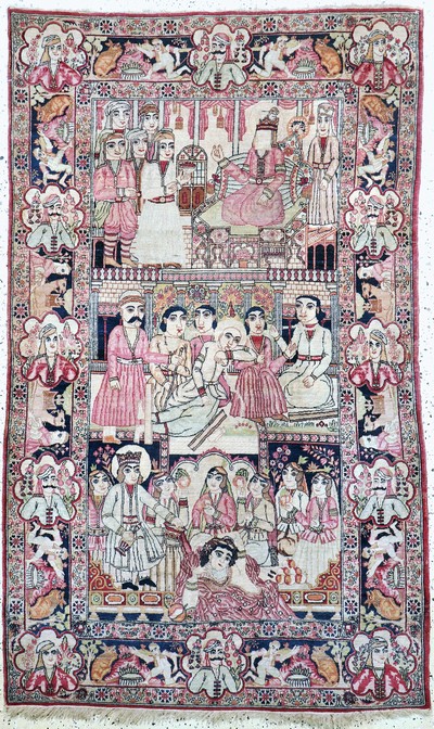 Kerman"Lawar"antik, Persien, 19.Jhd, Wolle auf Baumwolle, ca. 220 x 135 cm, EHZ: 2