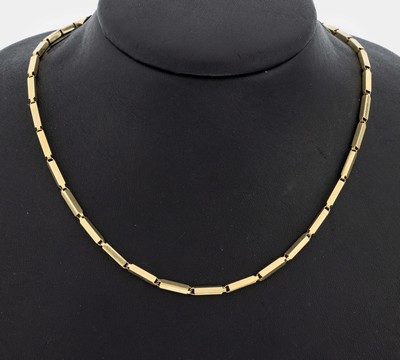 14 kt Gold Collier, GG 585/000, längliche Glieder, L. variabel ca. 43-49 cm, Federringschließe, ca. 16.7 g