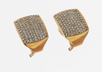 Paar 18 kt Gold Brillant-Ohrstecker, GG 750/000, 182 Brillanten zus. ca. 2.50 ct Weiß-l.get.Weiß/p, ca. 8.0 g, Reinigung notwendig
