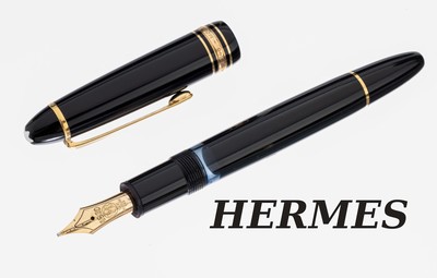 MONTBLANC Füller, Meisterstück, Korpus schwarzer Hartlack, Monturen Metall verg., Feder GG 585/000, Stärke M
