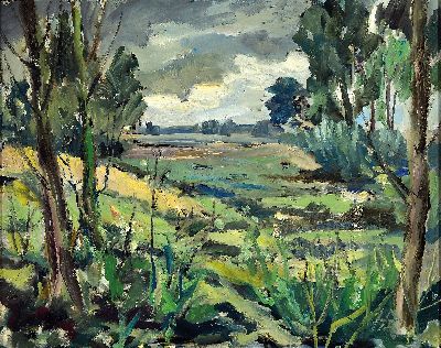 Heinz Reiss, 1923 Haßloch-2008 , Altrheinlandschaft, rechts unten monogrammiert, Öl/Lwd, 40x50cm, Rahmen 47x58 cm
