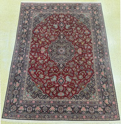 Keschan Kork fein, Persien, Anfang 20.Jhd, Korkwolle auf Baumwolle, ca. 430 x 312 cm, EHZ: 2, (kleine Restaurierung), Fransen erneuert.