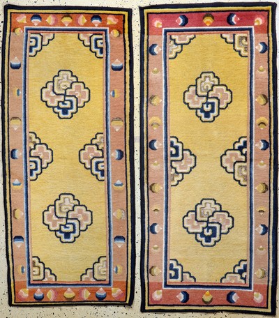 1 paar Ning-Hsia antik, China, um 1900, Wolle auf Baumwolle, ca. 156 x 69 cm, Oxidiert, EHZ: 2(restauriert)
