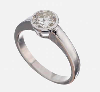 18 kt Gold Brillant-Ring, WG 750/000 gepr.,Brillant ca. 0.75 ct Weiß/si, RW 52, ca. 4.6 g