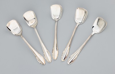 Set 8 Eislöffel, deutsch, 1950er Jahre, 800er Silber, Modell Alt Chippendale, L. ca. 13.5 cm, ca. 210 g, Meistermarke unged.