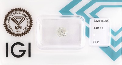 Loser Brillant 1.01 ct l.get.Weiß(I)/si2, eingeschweißt, IGI Report