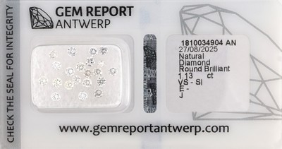 11 lose Brillanten zus. ca. 1.13 ct hochfeinesWeiß (E)-l.get. Weiß (J)/vs-si, 0.04 - 0.06 ct, GEM Report