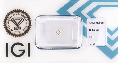 Loser Brillant 0.14 ct Getönt(O-P)/si2, verschweißt, IGI Expertise