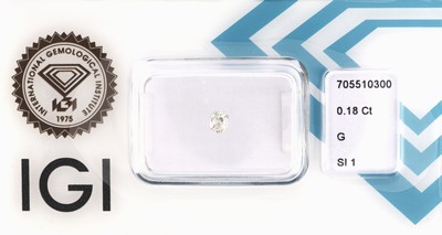 Loser Diamant 0.18 ct, old mine cut, feines Weiß(G)/si1, verschweißt, IGI-Expertise