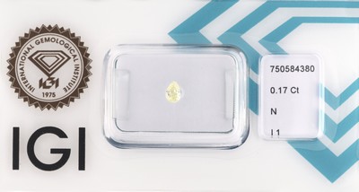 Loser Diamant-Tropfen 0.17 ct Getönt(N)/p1, verschweißt, IGI Expertise
