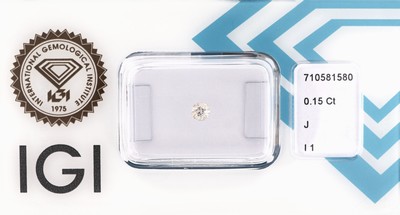 Loser Diamant 0.15 ct l.get.Weiß(J)/p1, old European natural diamond, verschweißt, IGI Expertise