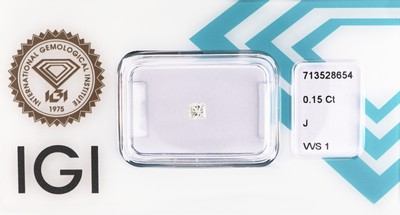 Loser Princess Cut Diamant, 0.15 ct l.get.Weiß(J)/vvs1, verschweißt, IGI-Expertise