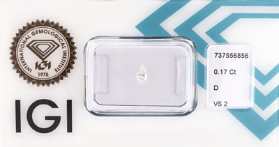 Loser Diamant-Tropfen 0.17 ct hochfeines Weiß (D)/vs2, verschweißt, IGI Expertise