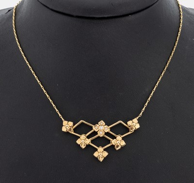 14 kt Gold Diamant Collier, "Sissi", GG 585/000, anlässlich des 100. Todestages der Kaiserin von Österreich, Mittelteil bewegl. mit 6 ...