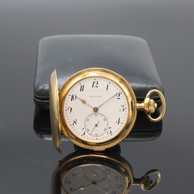 ZENITH kleine Herrensavonette mit 1/4-Stunden Selbstschlag als Carillon und Minutenrepetition in GG 750/000, Schweiz um 1910, 3-Deckel Goldgeh., ...