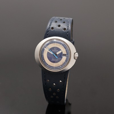 OMEGA Damenarmbanduhr Geneve Dynamic, Automatik, Schweiz um 1970, Edelstahlgeh. inkl. orig. Lederband m. orig. Dornschl., Duoton-Zifferbl. altersbed. ...