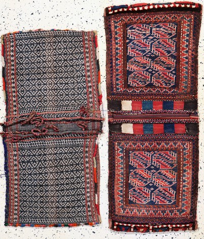 2 Lots Doppeltasche antik, Persien, um 1900, Wolle auf Wolle, ca. 110 x 50 cm, EHZ: 2