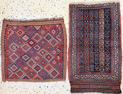 2 Lots Taschenfront antik, Persien, 19.Jhd,Wolle auf Wolle, ca. 60 x 55 cm, EHZ: 3