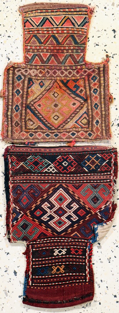 2 Lots Salztasche antik, Persien, um 1900, Wolle auf Wolle, ca. 46 x 30 cm, EHZ: 3