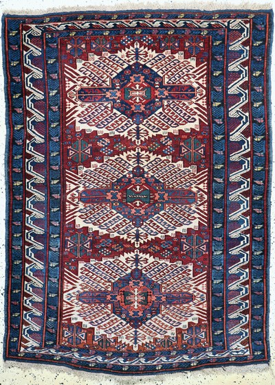 Antiker"Zeijwa"Kazak, Kaukasus, 19.Jhd, Wolle auf Wolle, ca. 182 x 132 cm, EHZ: 2-3