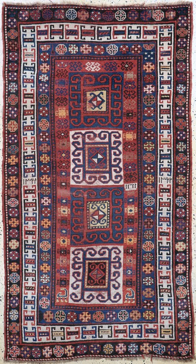 Antiker Kazak, Kaukasus, datiert 1322(1900), Wolle auf Wolle, ca. 210 x 110 cm,EHZ: 3