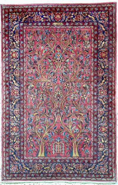 Manchester Keschan fein Persien, signiert"Auftrag von Telifian", um 1900, Manchester-Korkwolle, ca. 197 x 127 cm, EHZ: 1-2