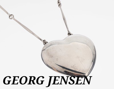 GEORG JENSEN Herzcollier, 925er Silber, Dänemark, Modell Nr. 126, nach 1945, Design Astrid Fog, ca. 98.4 g, Herz ca. 6 x 6 cm, L. ca. 80 cm, ...
