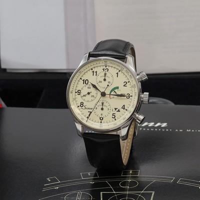 SINN Modell 956 FULDA Herrenchronograph in Stahl mit Box und Papier, Schweiz um 2000, Automatik, beids. vergl. Geh., Boden u. Krone verschr., ...