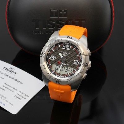 TISSOT T-Touch Multifunktions-Herrenarmbanduhr in Stahl, Schweiz um 2010, quartz, satin. Geh., Boden 4-fach verschr., beids. drehb. Lünette m. ...