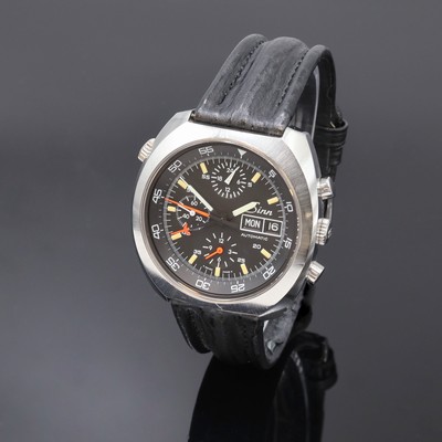 SINN Referenz 140/42 Armbandchronograph in Stahl, Schweiz um 1990, Automatik, 2-tlg. Geh., Boden verschr., Krone f. innen-liegende Drehlünette m. ...