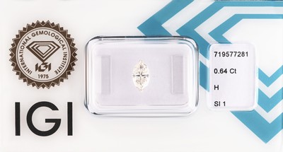 Lose Diamant Navette ca. 0.64 ct Weiß/si, eingeschweißt, IGI-Report