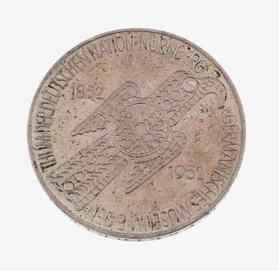 Silbermünze, 5 Mark, Deutschland 1952, Germanisches Museum Nürnberg, Prägemarke D