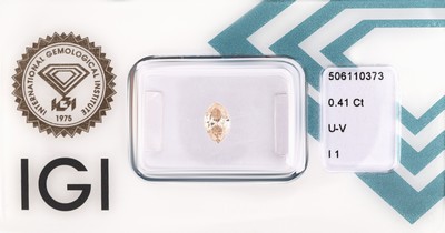 Lose Diamant-Navette ca. 0.41 ct Getönt(U- V)/p1, eingeschweißt, IGI-Report