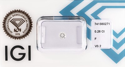 Loser Brillant ca. 0.26 ct feines Weiß(F)/vs2,eingeschweißt, IGI-Expertise anbei