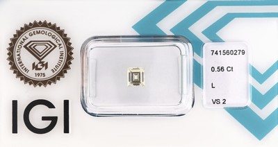 Loser Diamant, 0.56 ct get.Weiß(L)/vs2, Baguette, eingeschweißt, IGI-Expertise anbei