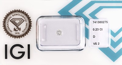Loser Brillant ca. 0.23 ct hochfeines Weiß (D)/vs2, eingeschweißt, IGI-Expertise anbei