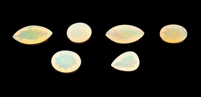 Lot 6 lose Opale, zus. ca. 10.4 ct, 2 x facett. Navettes, 3 x ovalfacett., 1 x facett.Tropfen